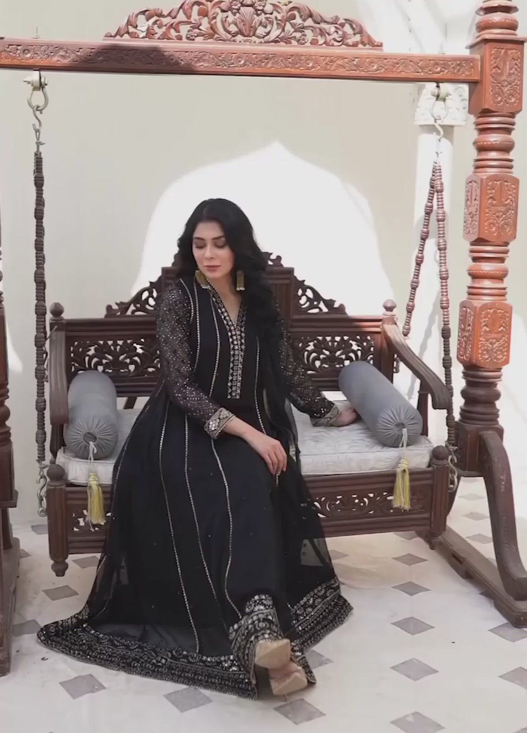 Abaan Zohan Pret Embroidered Chiffon 3 Piece Suit Kashish Black