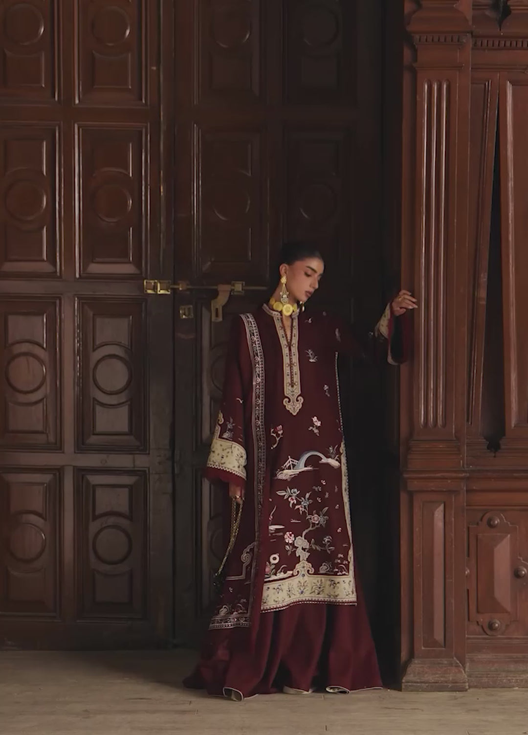 Dulzura by Bin Ilyas Unstitched Embroidered Leather Peach 3 Piece Suit BI26UPD 1024B - Leather Collection