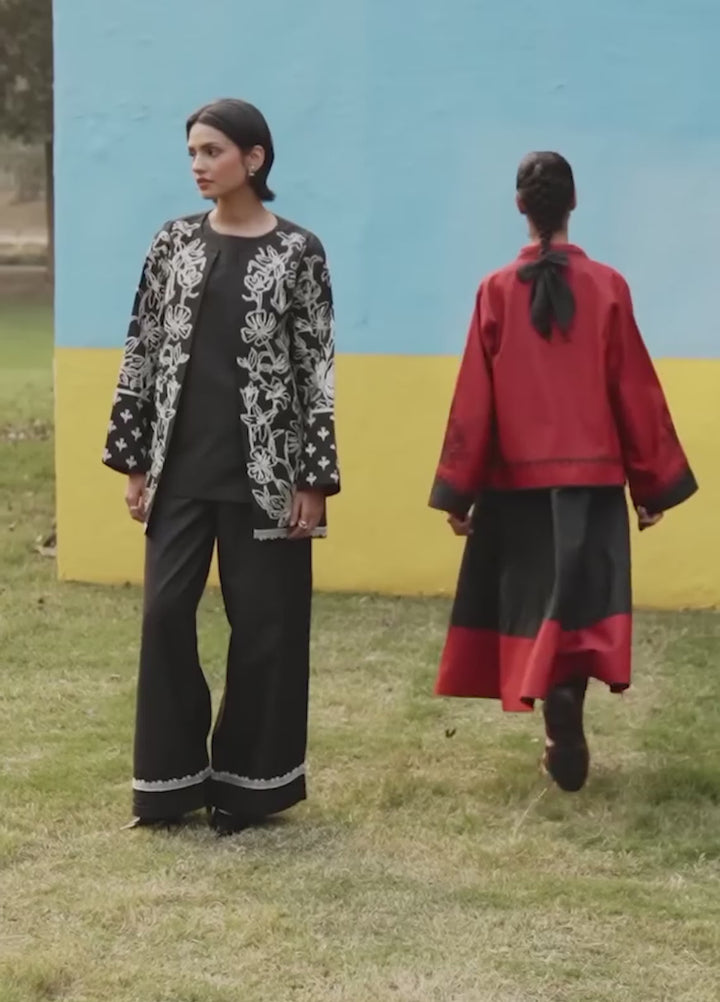 Urban Edge by jahaan RTW Embroidered Raw Silk 3 Piece Suit Phantom Casual Collection