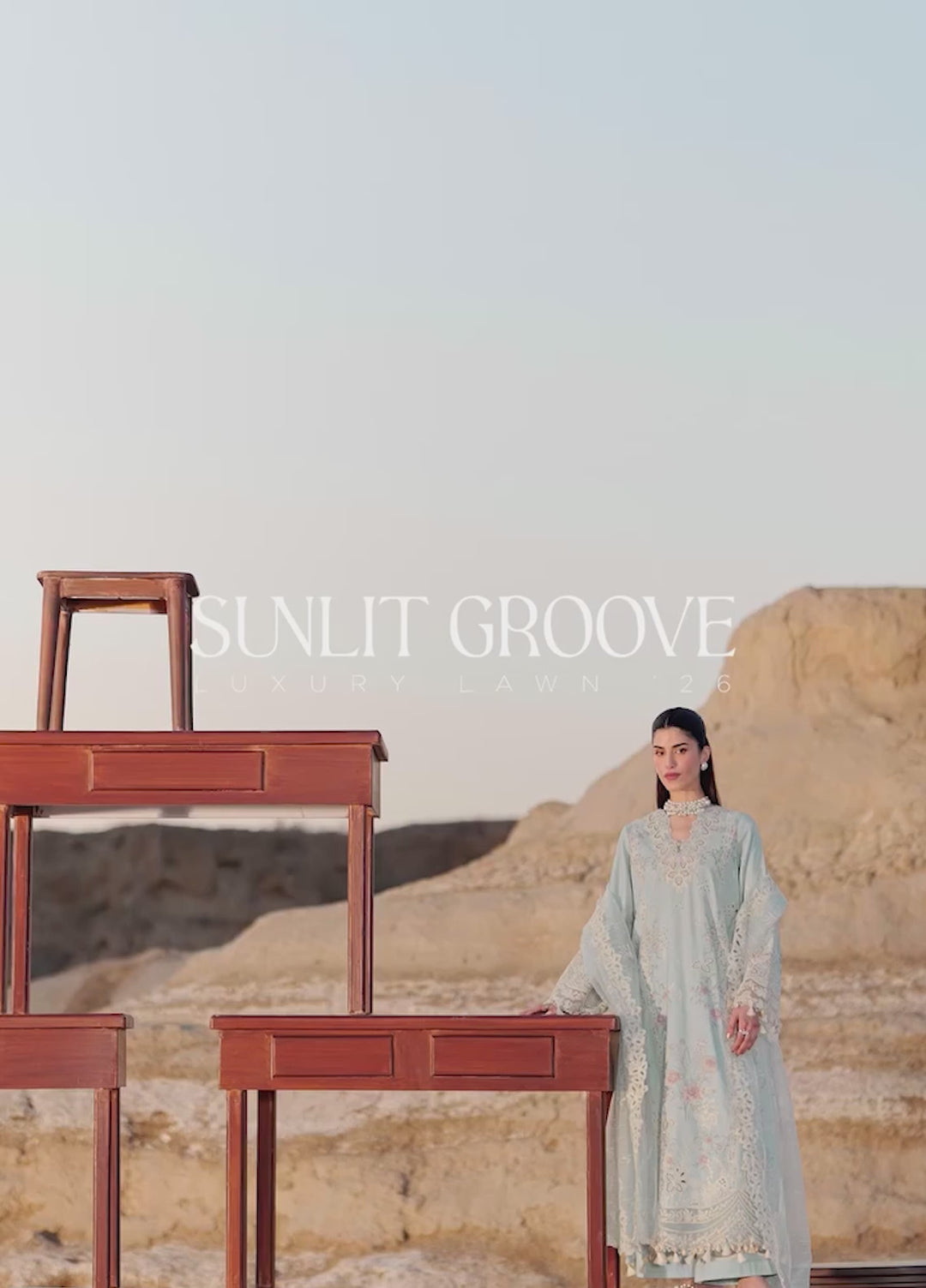 Sunlit Groove by Emaan Adeel Unstitched Embroidered Luxury Lawn 3 Pcs Suit EA26USG MORNING DEW - Summer Collection