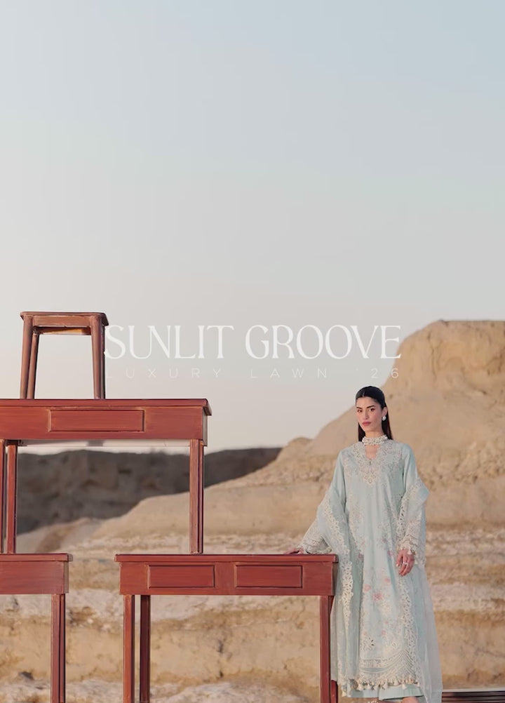 Sunlit Groove by Emaan Adeel Unstitched Embroidered Luxury Lawn 3 Pcs Suit EA26USG MORNING DEW - Summer Collection