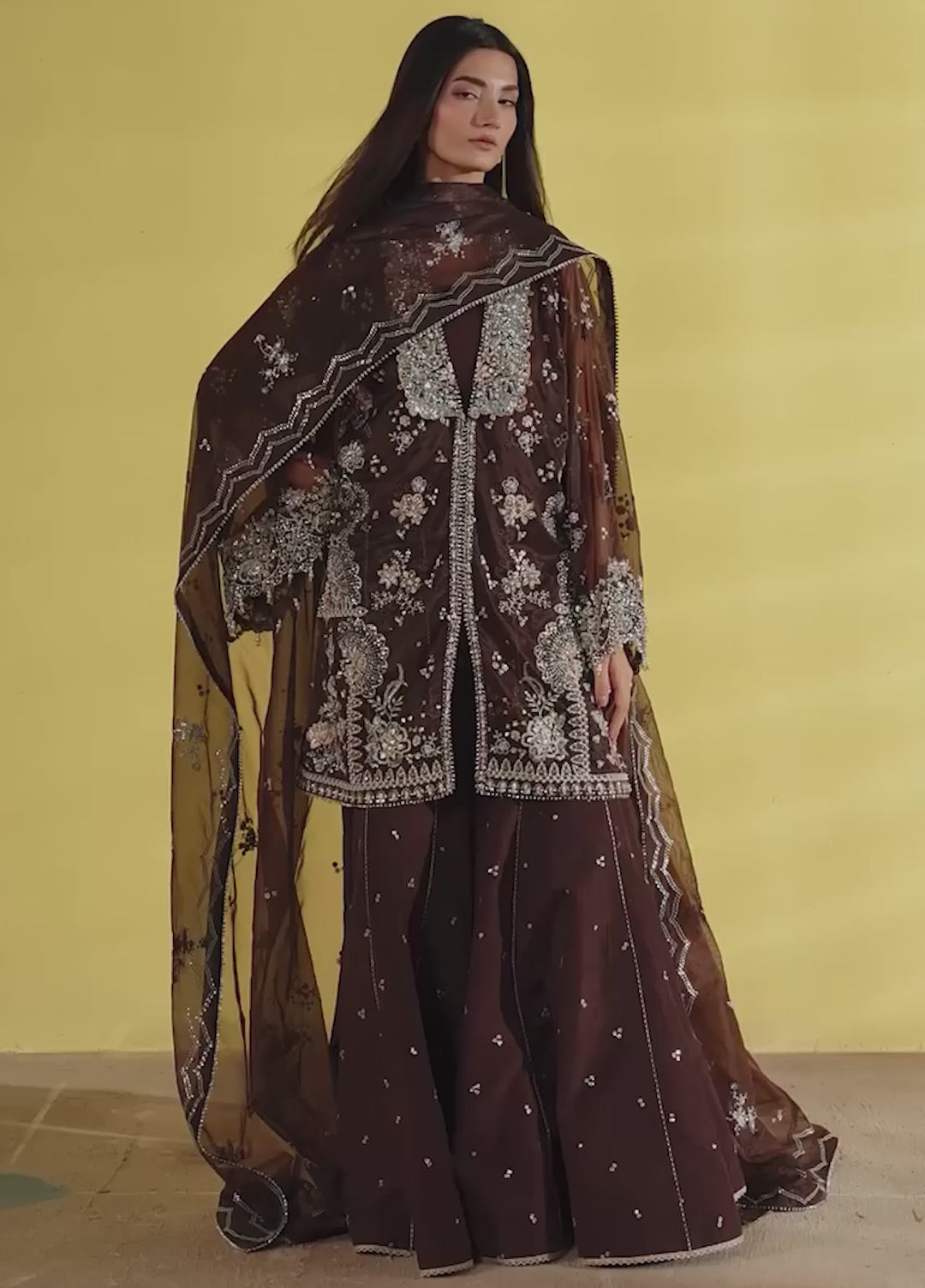 Solaris by Ayzel Unstitched Formals Organza Suits 3 Piece AAF25SW Emberlyn - Wedding Collection