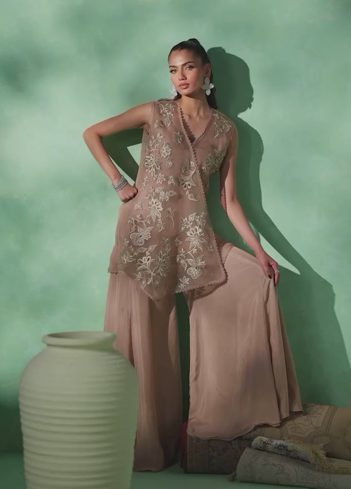 Mehr From Nizka By Nida Rehan RTW Embroidered Butter Silk 3 Piece Suit Tina - Festive Collection