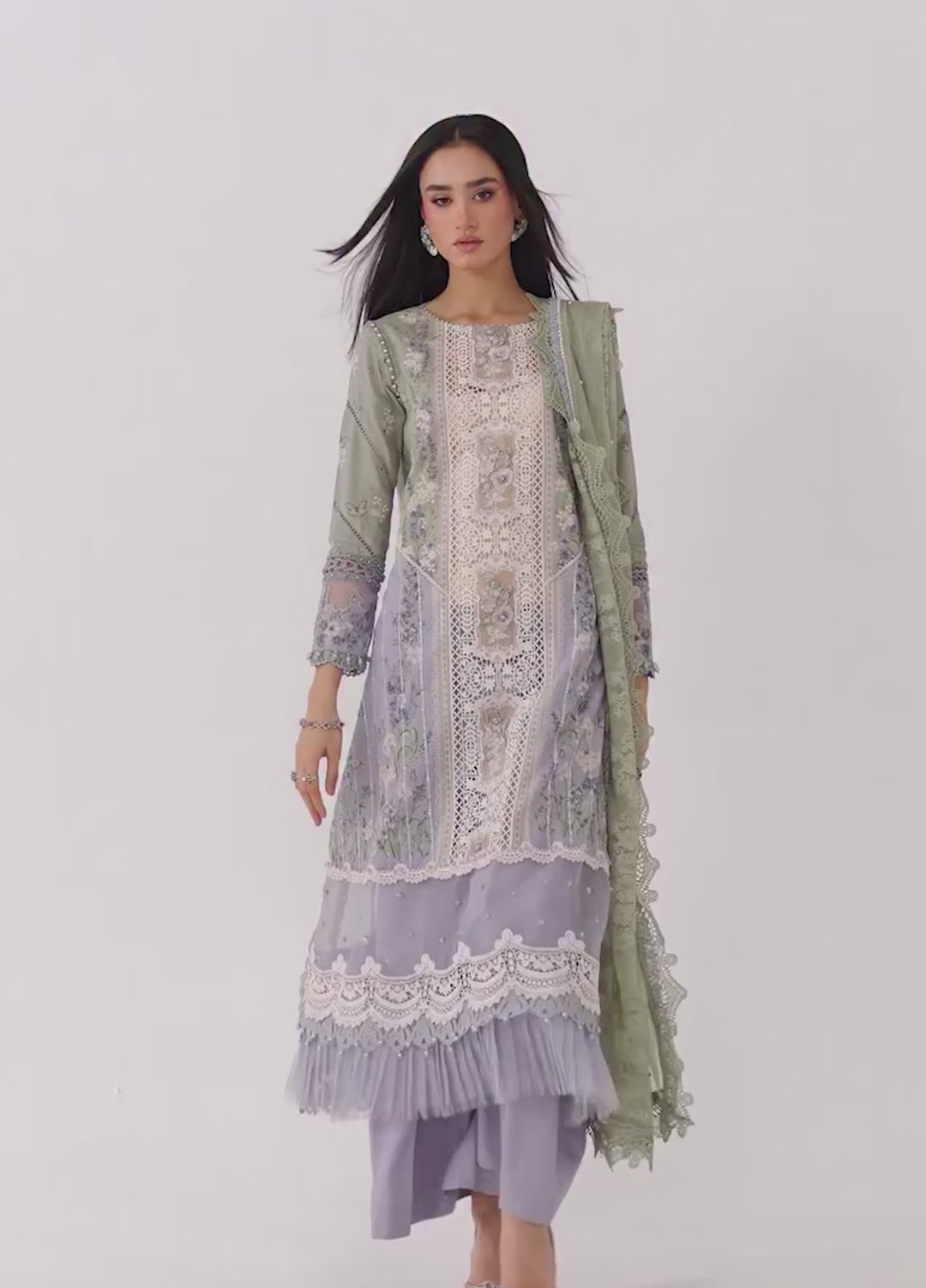 Maria B Unstitched Embroidered Luxury Lawn 3 Piece Suit MB26UEL 6B - Eid Collection