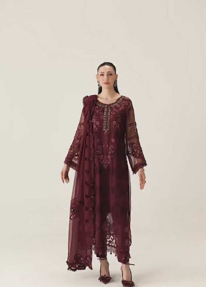 Maria B Unstitched Embroidered Chiffon 3 Piece Suit MB26UCF D8 - Festive Collection