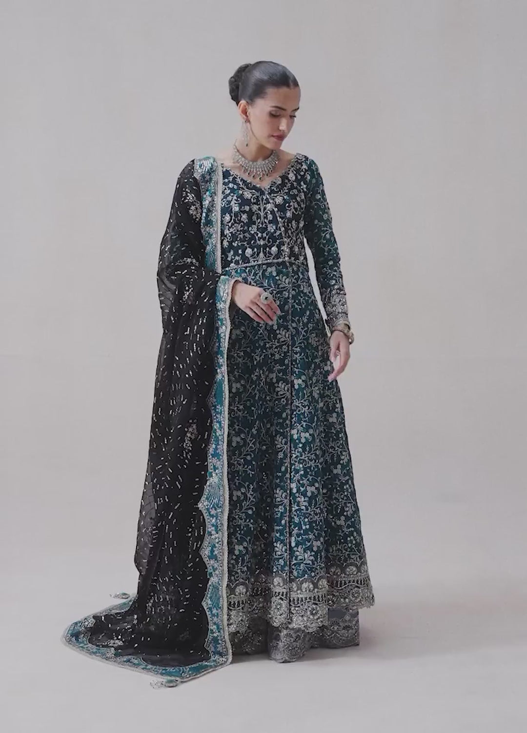 Aik Atelier Embroidered Khaadi Net Suits Unstitched 3 Piece AIK25WU D-09 - Formals Collection