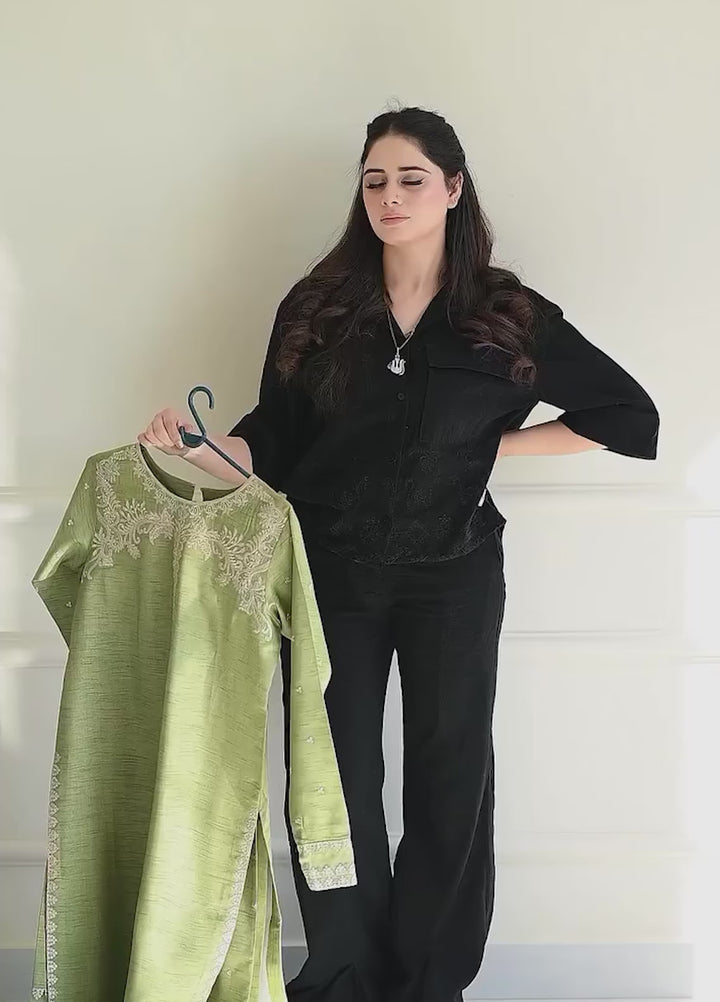 Silk Atelier by Jamni RTW Embroidered Korean Silk 3 Piece Suit MINT CRUSH Festive Collection