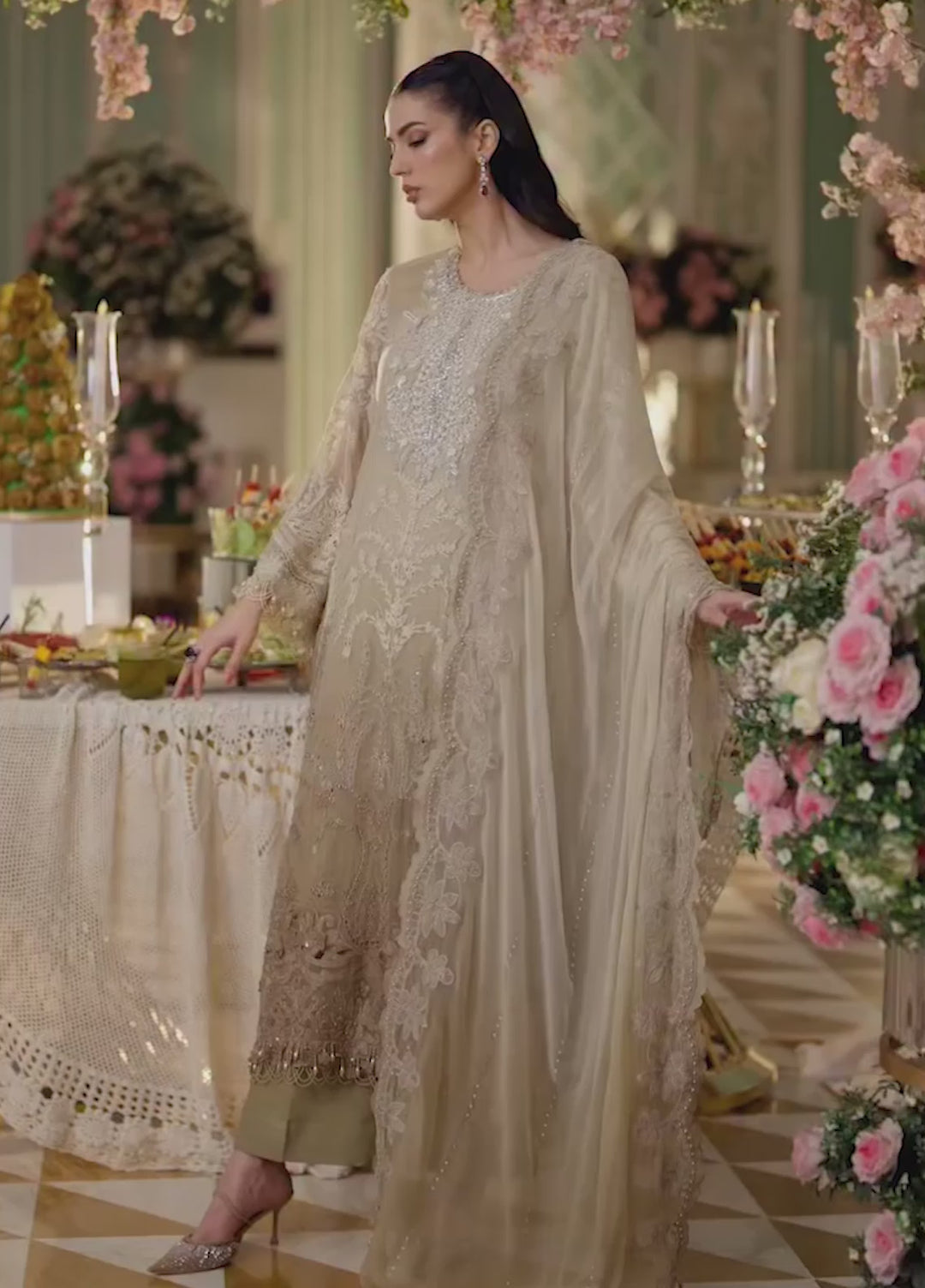 Maria B Unstitched Embroidered Chiffon 3 Piece Suit MB26UCF D3 - Festive Collection