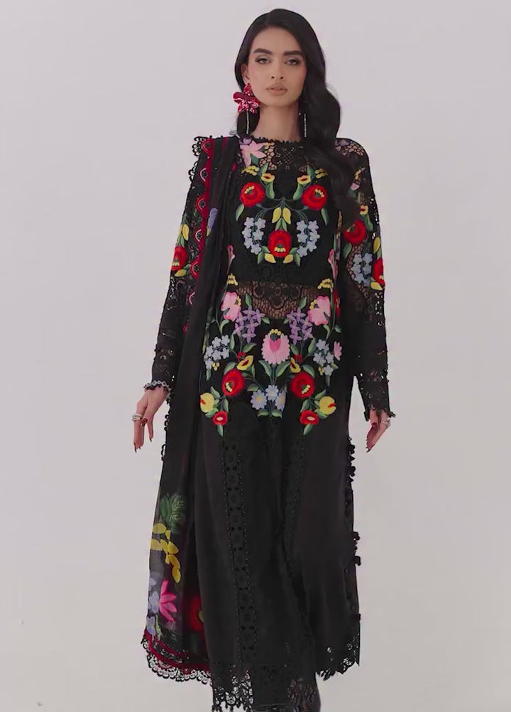 Maria B Unstitched Embroidered Luxury Lawn 3 Piece Suit MB26UEL 10B - Eid Collection