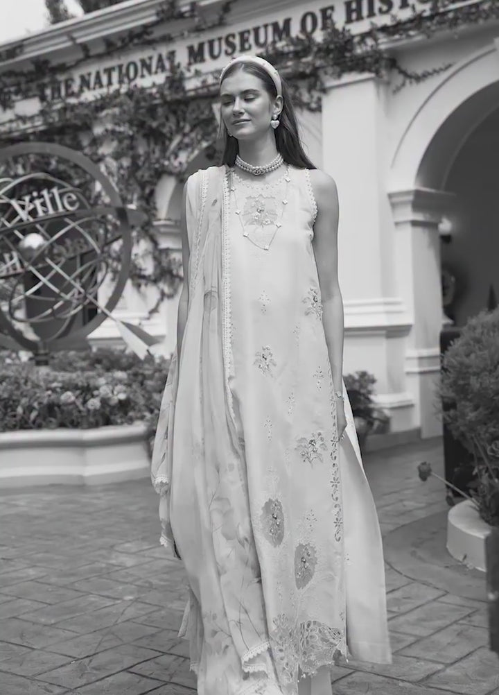 Noor Luxe by Saadia Asad Unstitched Chikankari Embroidered Lawn 3 Piece Suit SA26UNL D-2 IVRESSSSA - Summer Collection