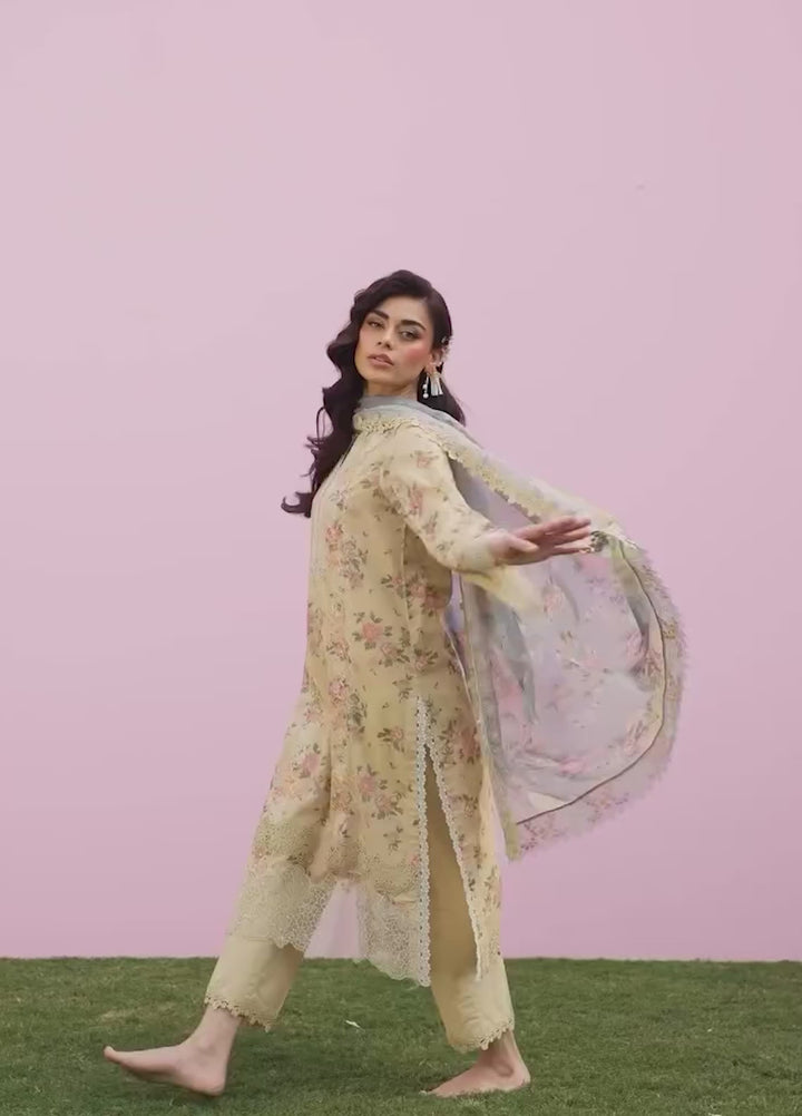 Mirha by Sahar Unstitched Embroidered Lawn 3 Piece Suit SS1-26-37 Rose Creme - Summer Collection