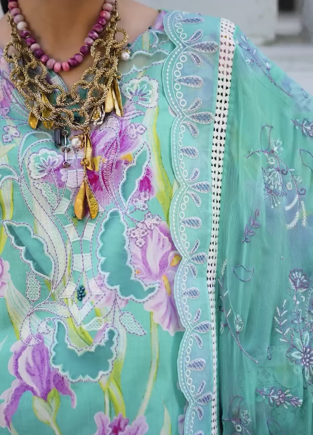Maya by Nureh Unstitched Embroidered Luxury Lawn 3 Piece Suit NU26ULM NS-167 - Summer Collection