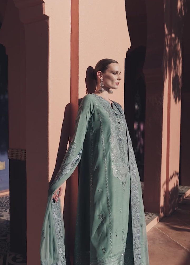 Nuvera Hemline by Mushq Unstitched Raw Silk Embroidered 3 Piece Suit MU26UNH D-5 Sybill - Festive Collection