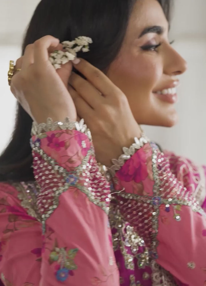 Shaam Shandar By Mushq Luxury Chiffon Unstitched 3 Piece Suits MQ25SC D-6 Geet Gulabi - Festive Collection