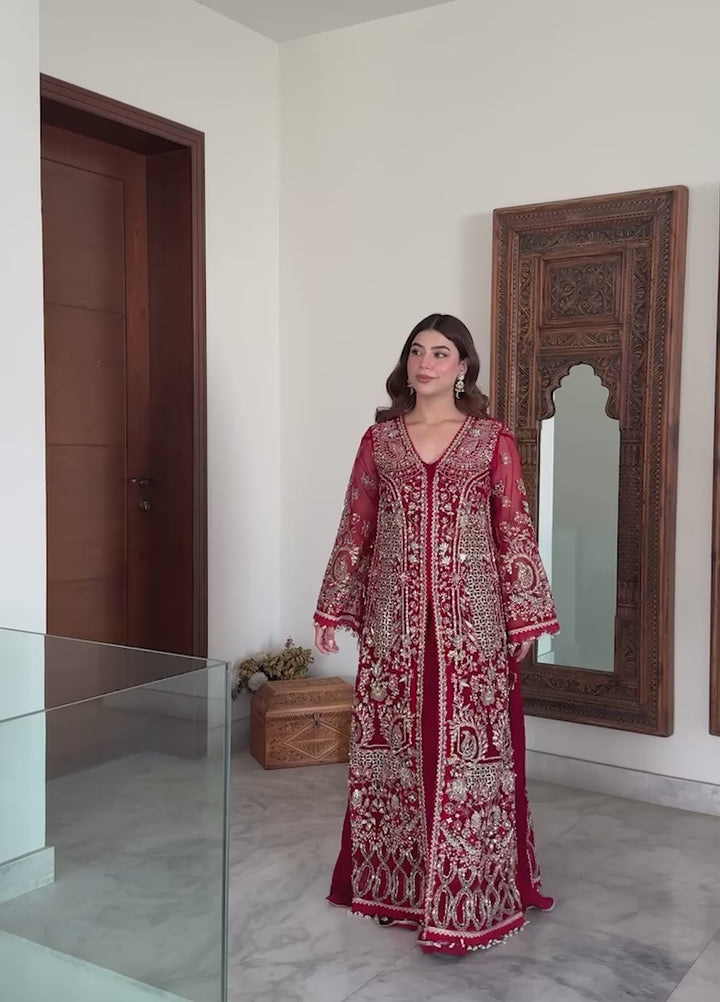Ember by Aylin Unstitched Organza Embroidered Suits 3 Piece AYL25EF D6-Scarlet - Festive Collection