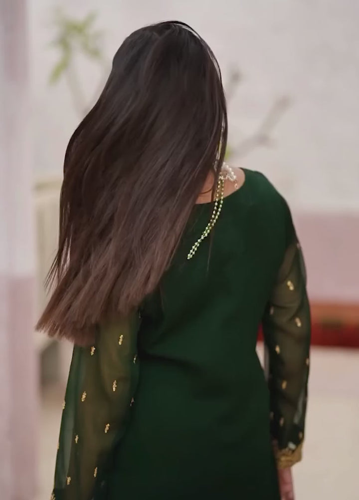 Abaan Zohan Women RTW Embroidered Chiffon 3 Piece Suit Ada Kaai Green - Festive Collection