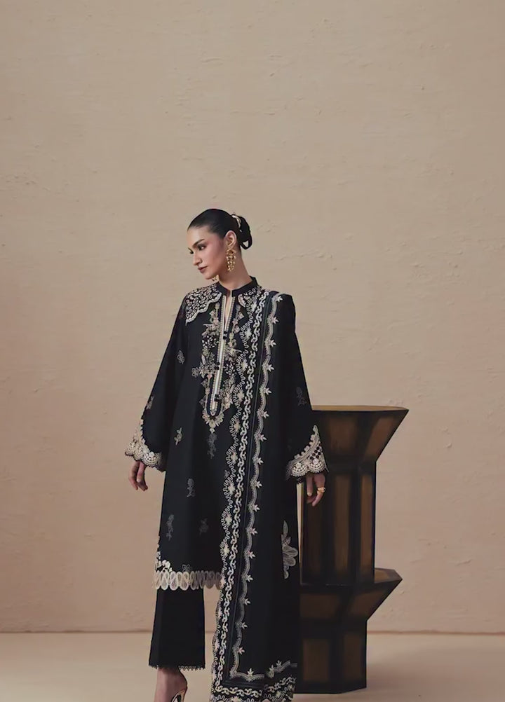 Q prints by Qalamkar Unstitched Embroidered Slub Linen 3 Piece Suit QLK26ULQ Laiza QPW-02A - Winter Collection