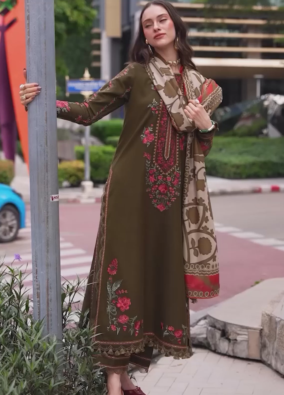 Poshima by Charizma Unstitched Embroidered Leather Peach 3 Piece Suit CHR26UPL PSW6-05 - Winter Collection
