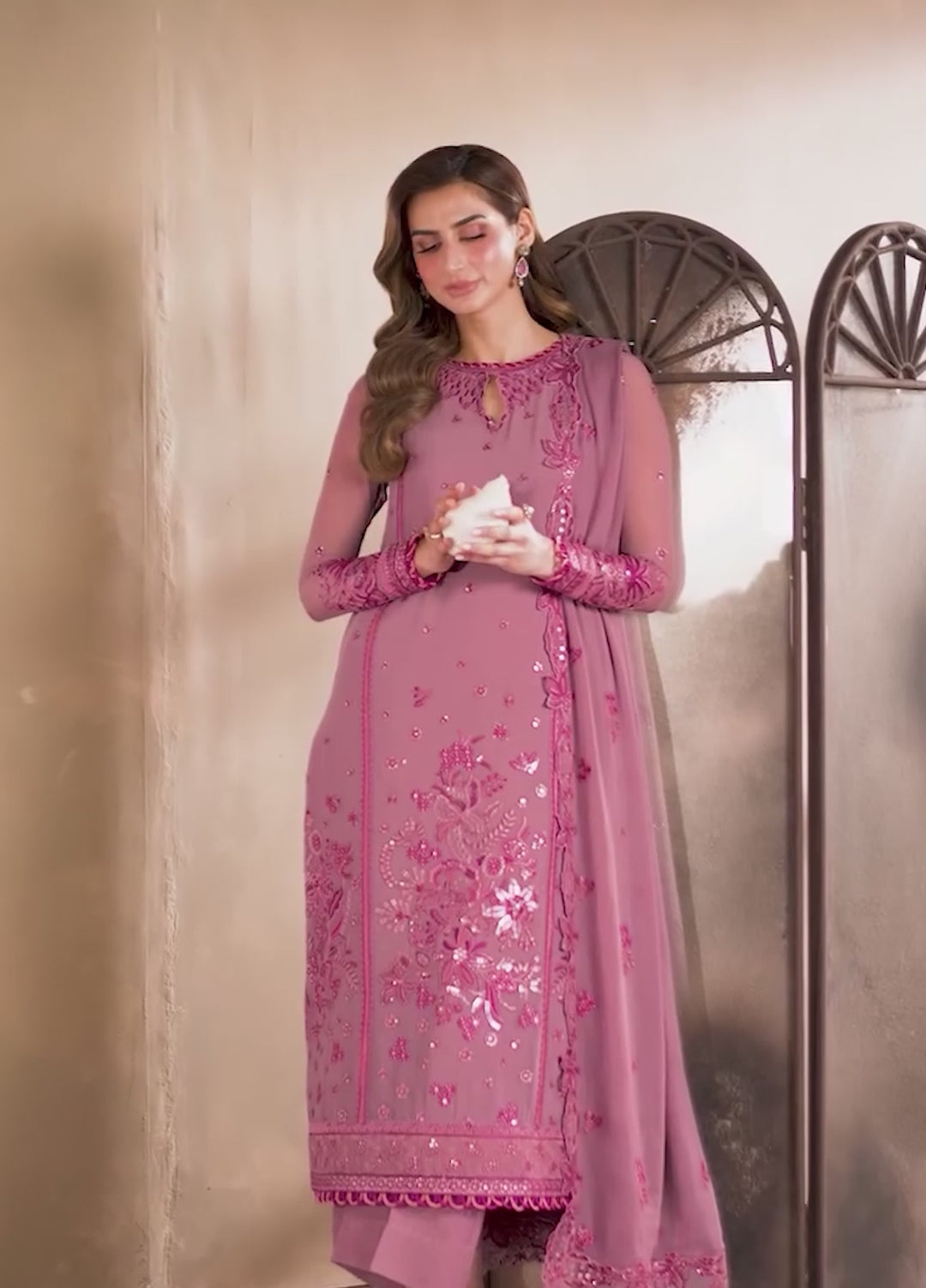 Zaryah by Zarif Unstitched Embroidered Chiffon 3 Piece Suit ZR26UZF ZF-ZYR-SAAZ-04 - Festive Collection