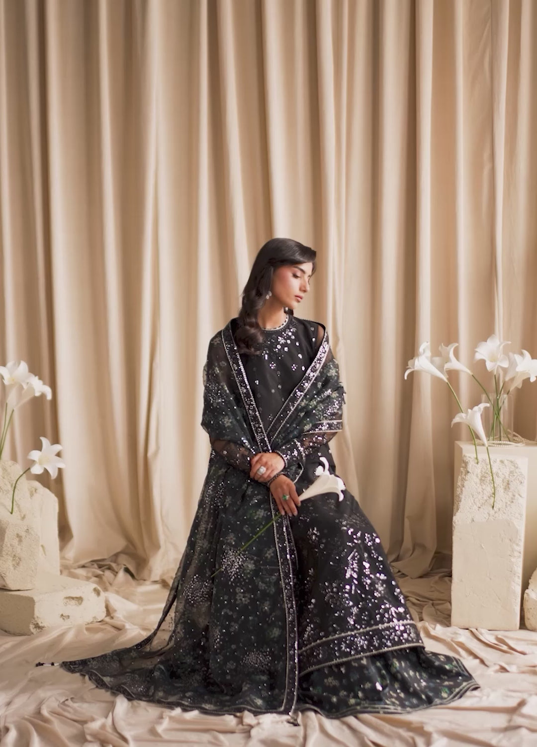Sirayya by Zarif Unstitched Embroidered Net 3 Piece Suit ZR26US Kavish 06 - Wedding Collection