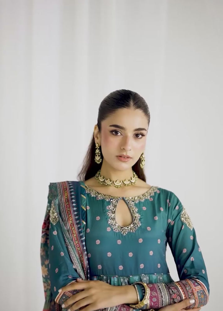 Aira by Gulaal Unstitched Printed Silk 3 Piece Suit GL26USA Azure GS-15 - Festive Collection