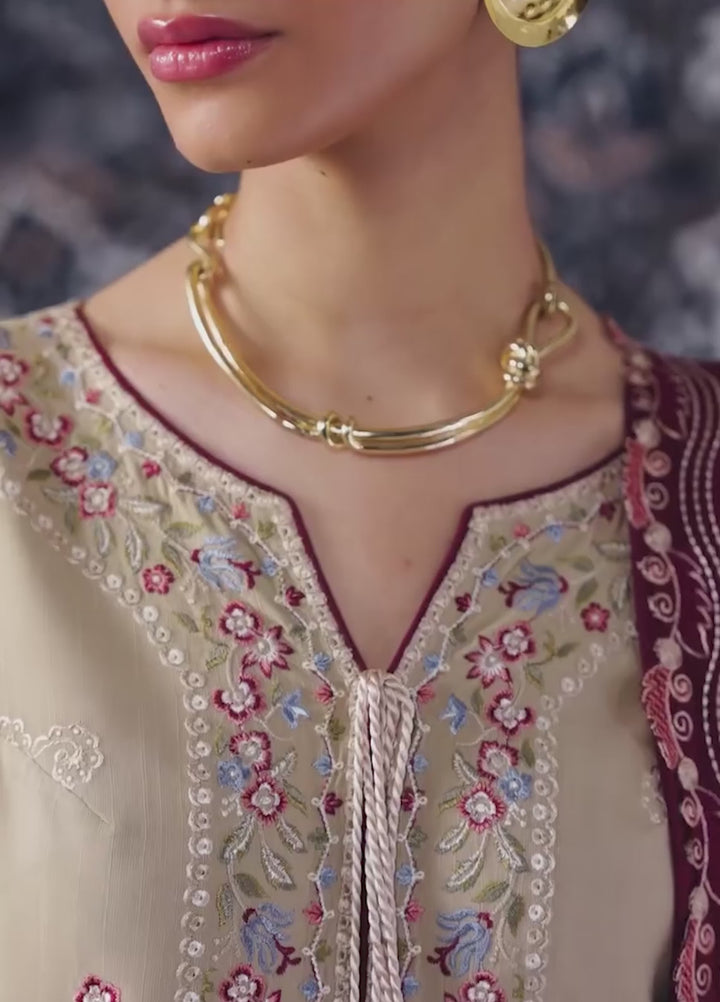 Q line by Qalamkar Unstitched Embroidered Slub Linen 3 Piece Suit QLK26UQL Hamna QLW-16 - Winter Collection