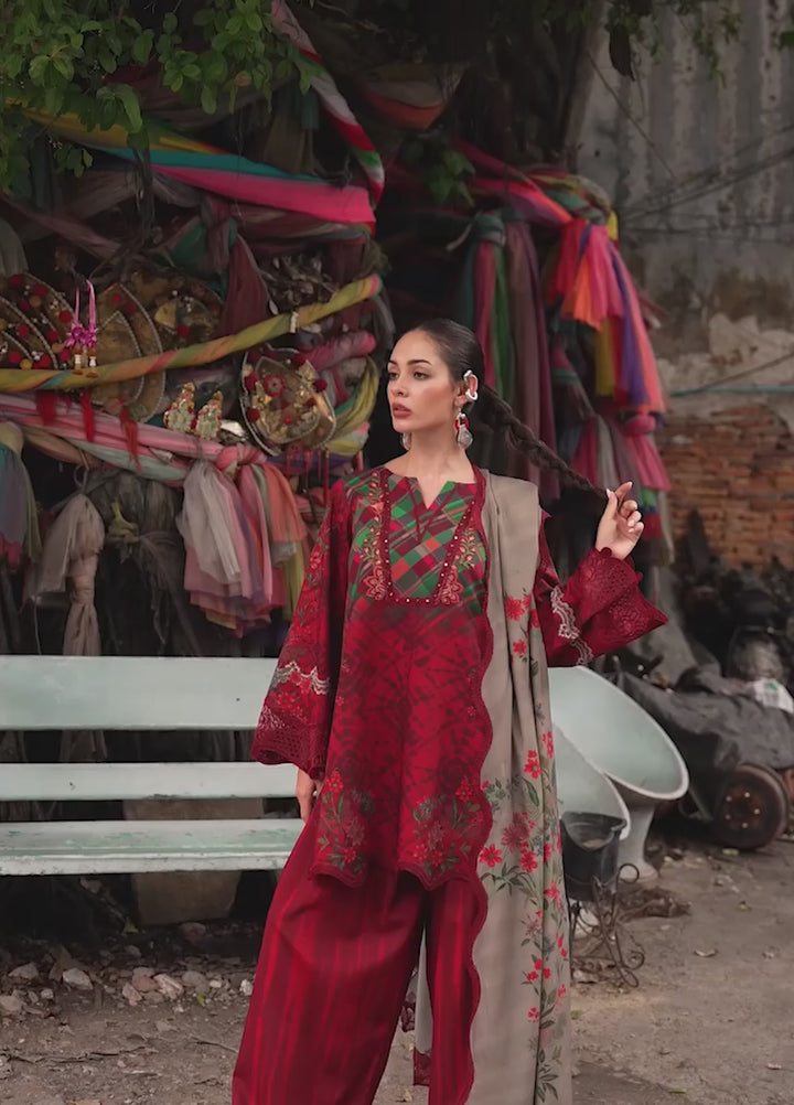 Combination by Charizma Unstitched Embroidered Linen 3 Piece Suit CHRUCL CCW7-12 - Casual Collection