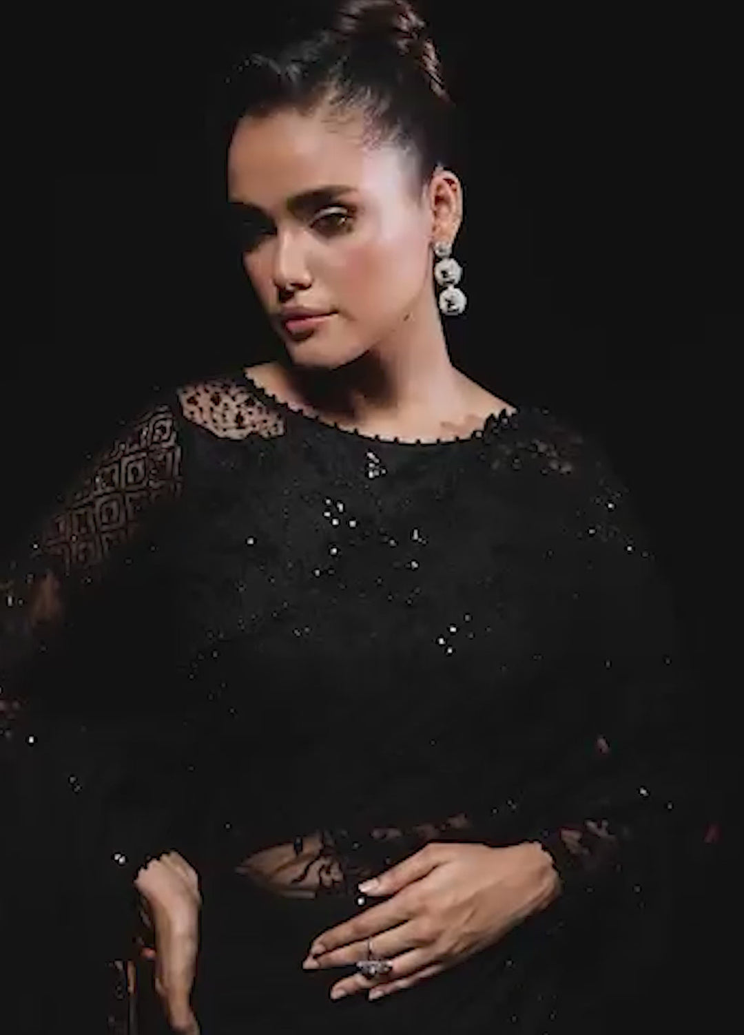 Florent Embroidered Net Unstitched Saree FL24R Blackswan - Formal Collection