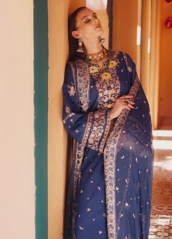 Nuvera Hemline by Mushq Unstitched Raw Silk Embroidered 3 Piece Suit MU26UNH D-1 Vivian - Festive Collection