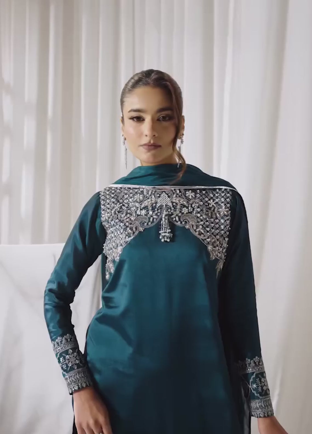 Celeste by Jamni RTW Embroidered Sheesha Silk 3 Piece Suit JUNIPER Festive Collection