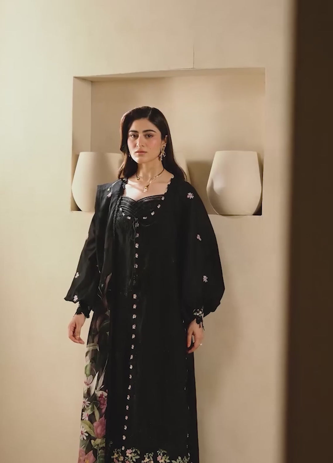 E-Craft by Elaf Unstitched Embroidered Lawn 3 Piece Suit EHC-5A Charcoal - Casual Collection