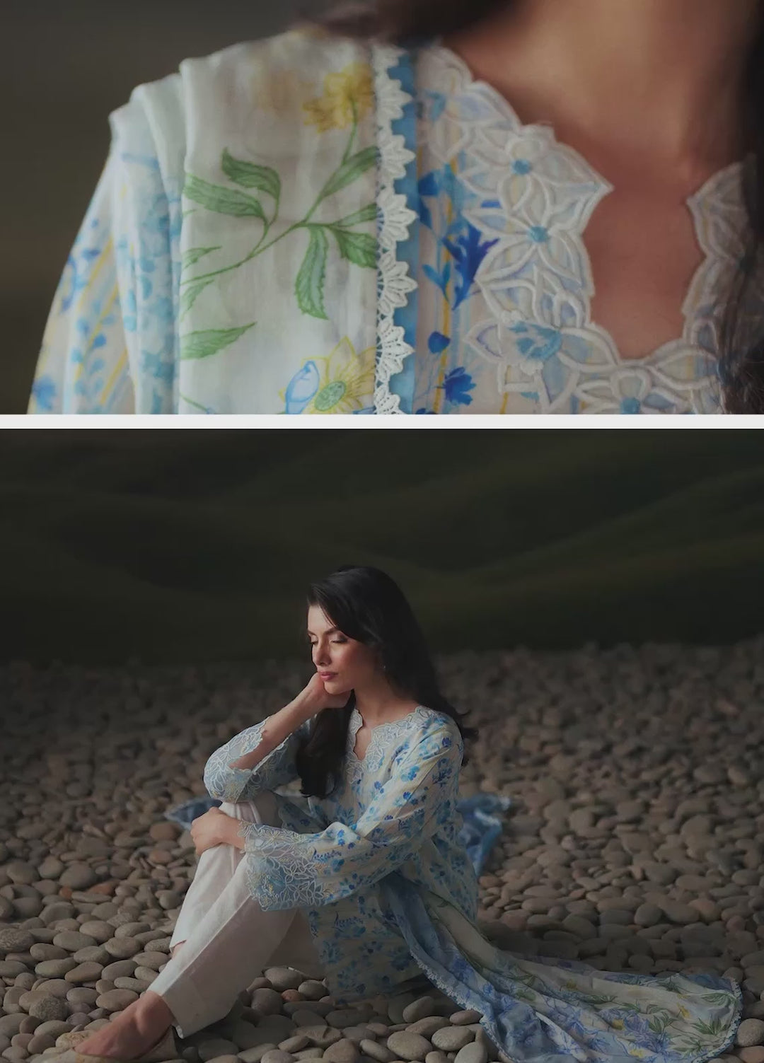 Sahar Unstitched Printed Lawn 3 Piece Suit Azure Jardin - Eid Collection