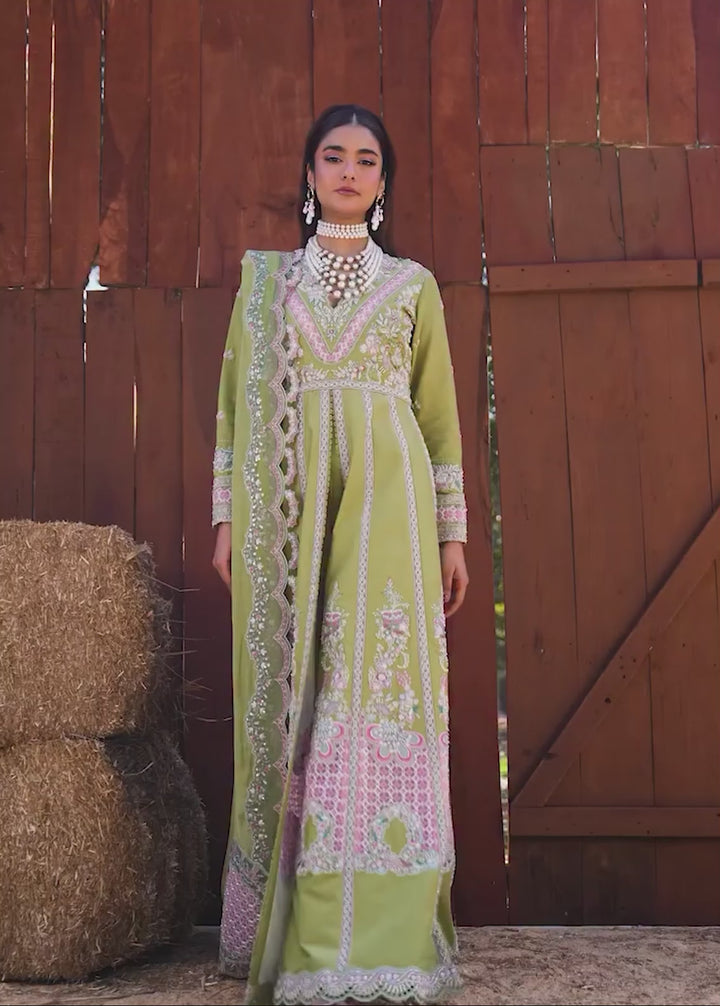 Aura of Flora by Zarizaa Unstitched Embroidered Luxury Lawn 3 Pcs Suit ZZ26UAFL ZA10-3ULE03G-2602 MOSS - Summer