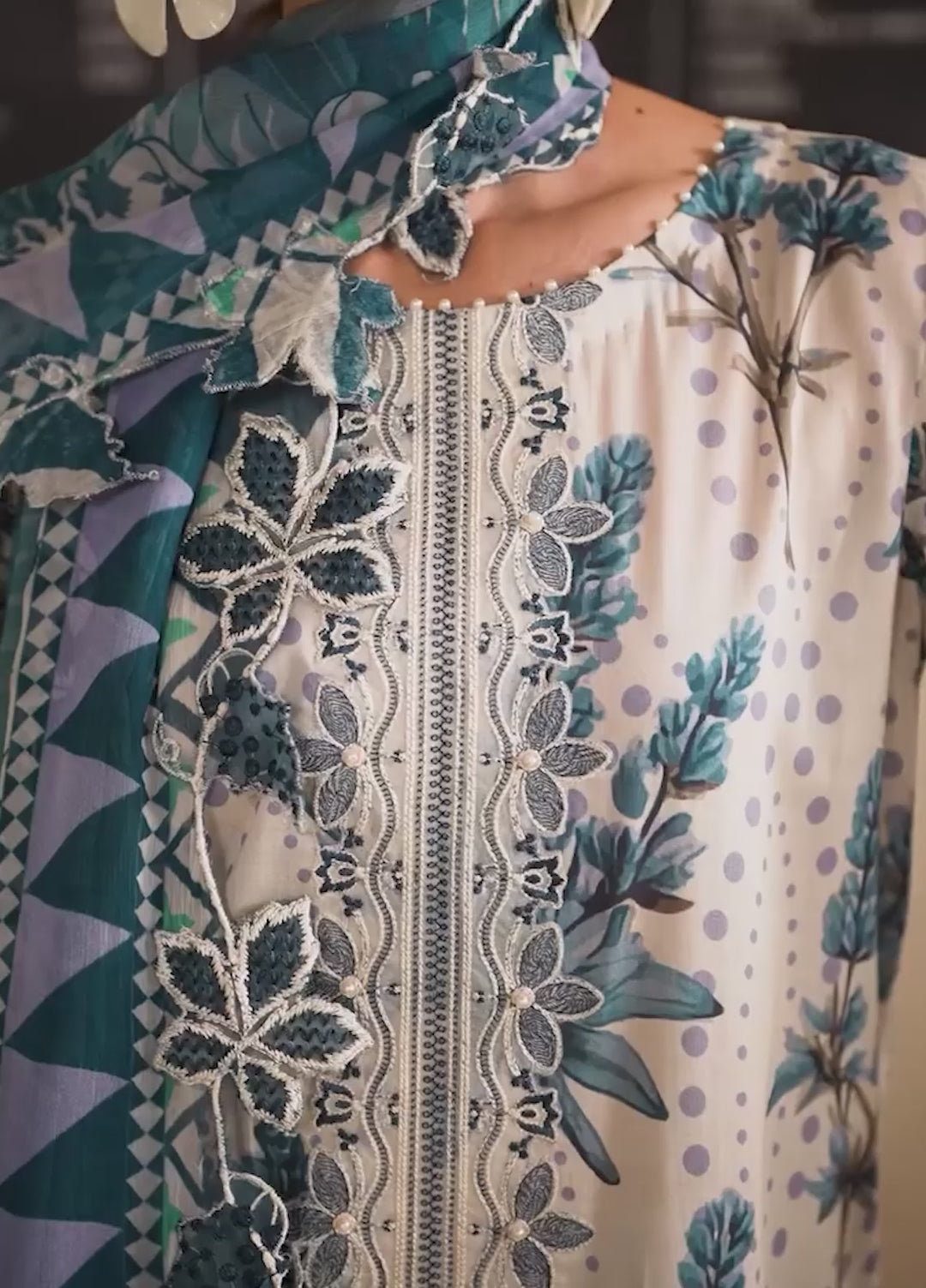 Gardenia by Nureh Unstitched Embroidered Lawn 3 Piece Suit NU26ULG NSG-220 - Summer Collection