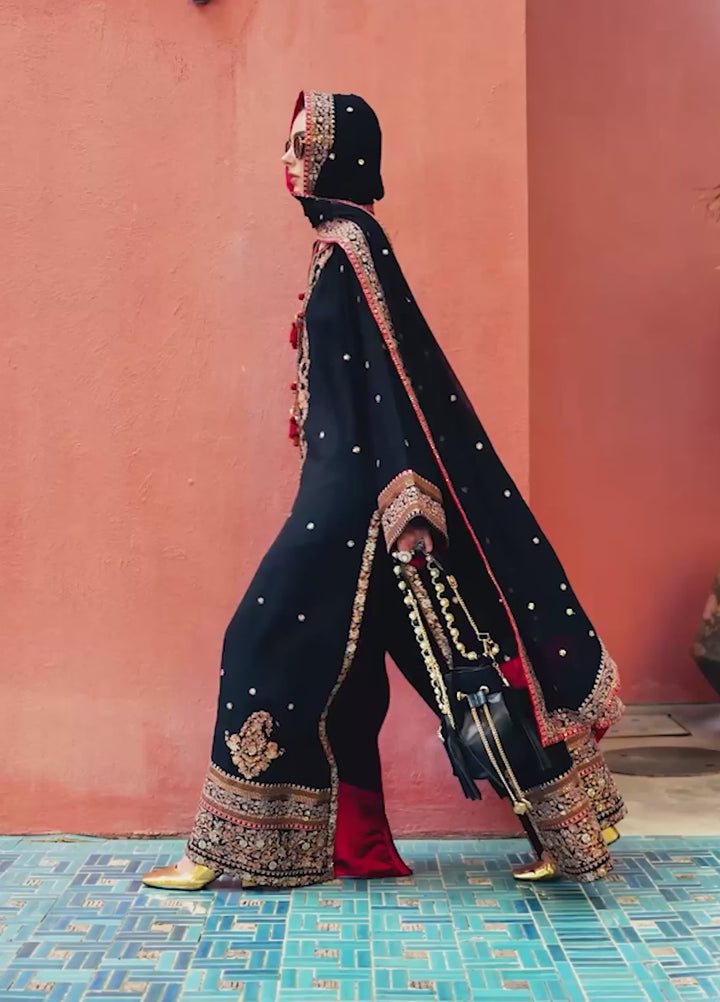 Nuvera Hemline by Mushq Unstitched Embroidered Raw Silk 3 Piece Suit MU26UNH Carmine Jewel MUNES260206 - Festive Collection