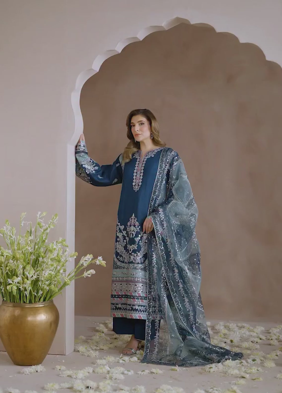 Xenia Formals Unstitched Embroidered Koraen Silk 3 Piece Suit XF26UF 09-ABAN - Festive Collection