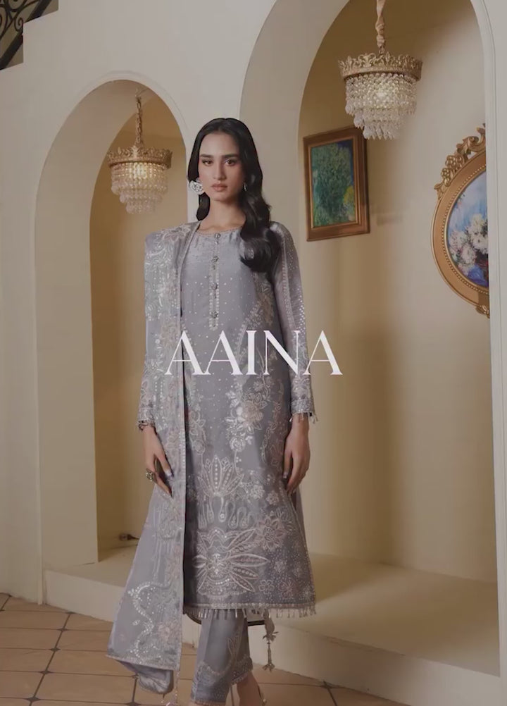 Aaina by Alizeh Unstitched Embroidered Sheesha Silk 3 Piece Suit AF26UASS D-4 KUNDAN - Festive Collection