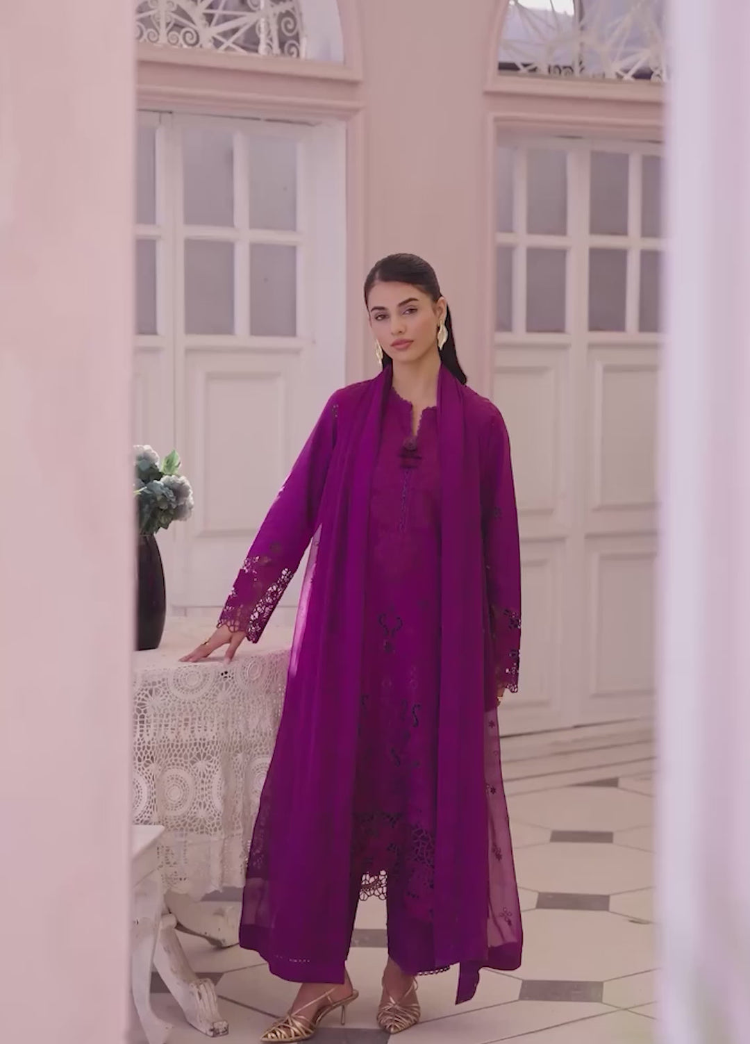 Veil of Summer by Roheenaz Unstitched Embroidered Luxury Lawn 3 Piece Suit RN26UVS 408 ELAN BLOOM - Eid Collection