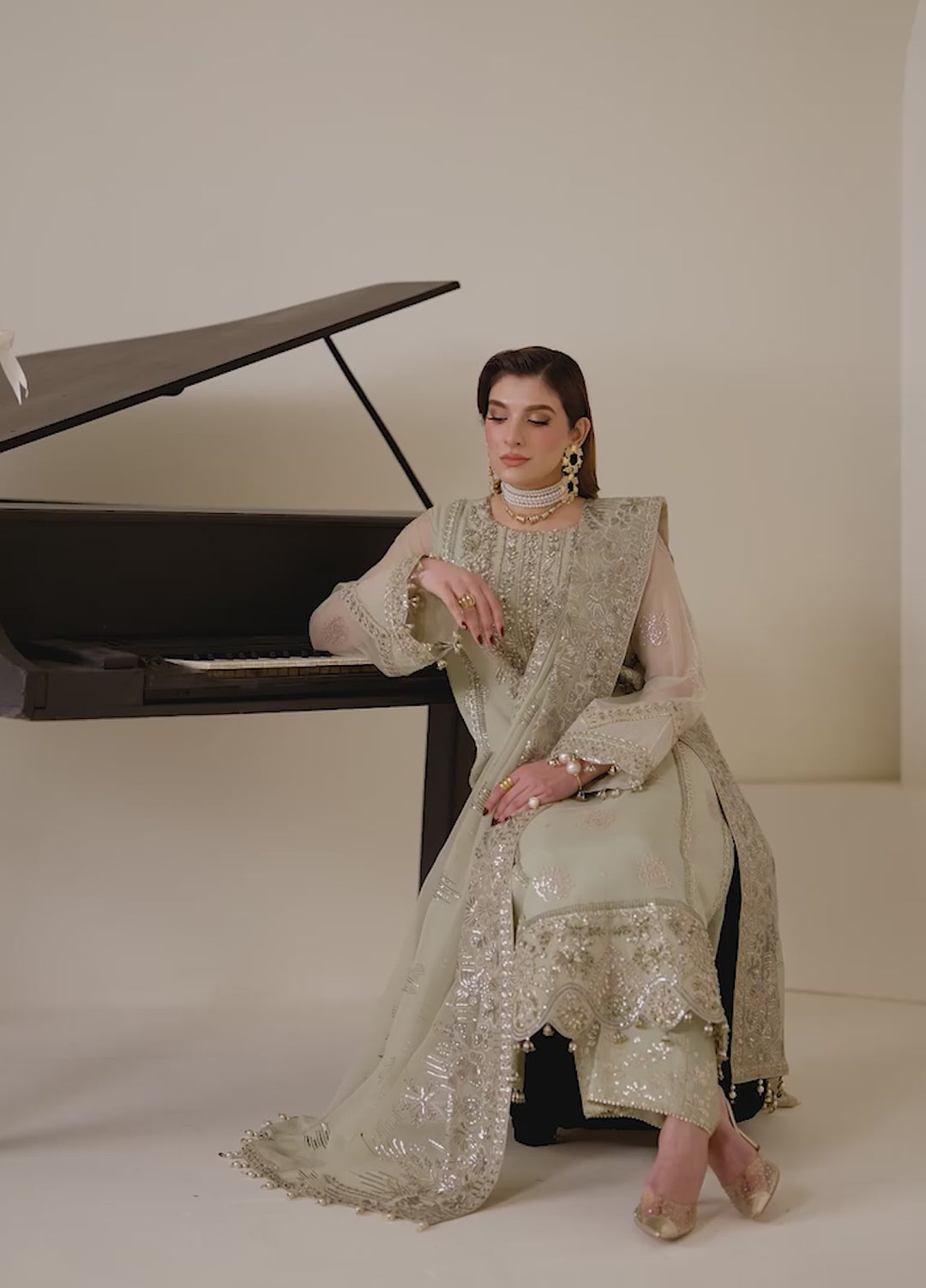 Aymal by Alizeh Fashion Handcrafted Unstitched Embroidered Chiffon 3 Pcs Suit AF26UAC 04-JAVI - Festive Collection
