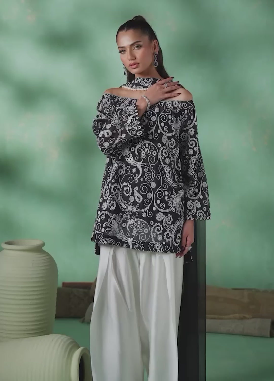 Mehr From Nizka By Nida Rehan RTW Embroidered Butter Silk 2 Piece Suit Zera - Festive Collection