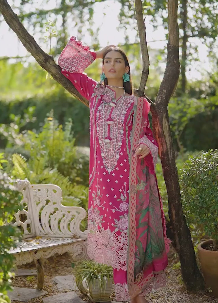 AMoi by Mushq Unstitched Embroidered Luxury Lawn 3 Piece Suit MU26AHL D-12 Blushing Rose - Summer Collection