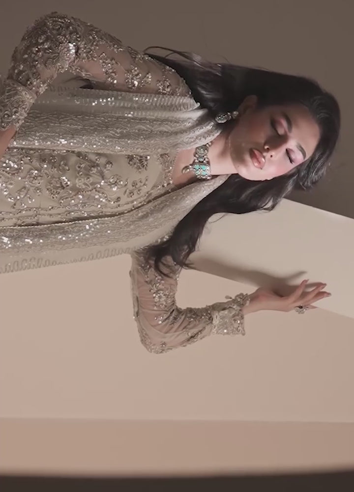 Naqash e Naaz by Waresha 3 Piece Hand work Net WB-01 NOOR - Formals Collection