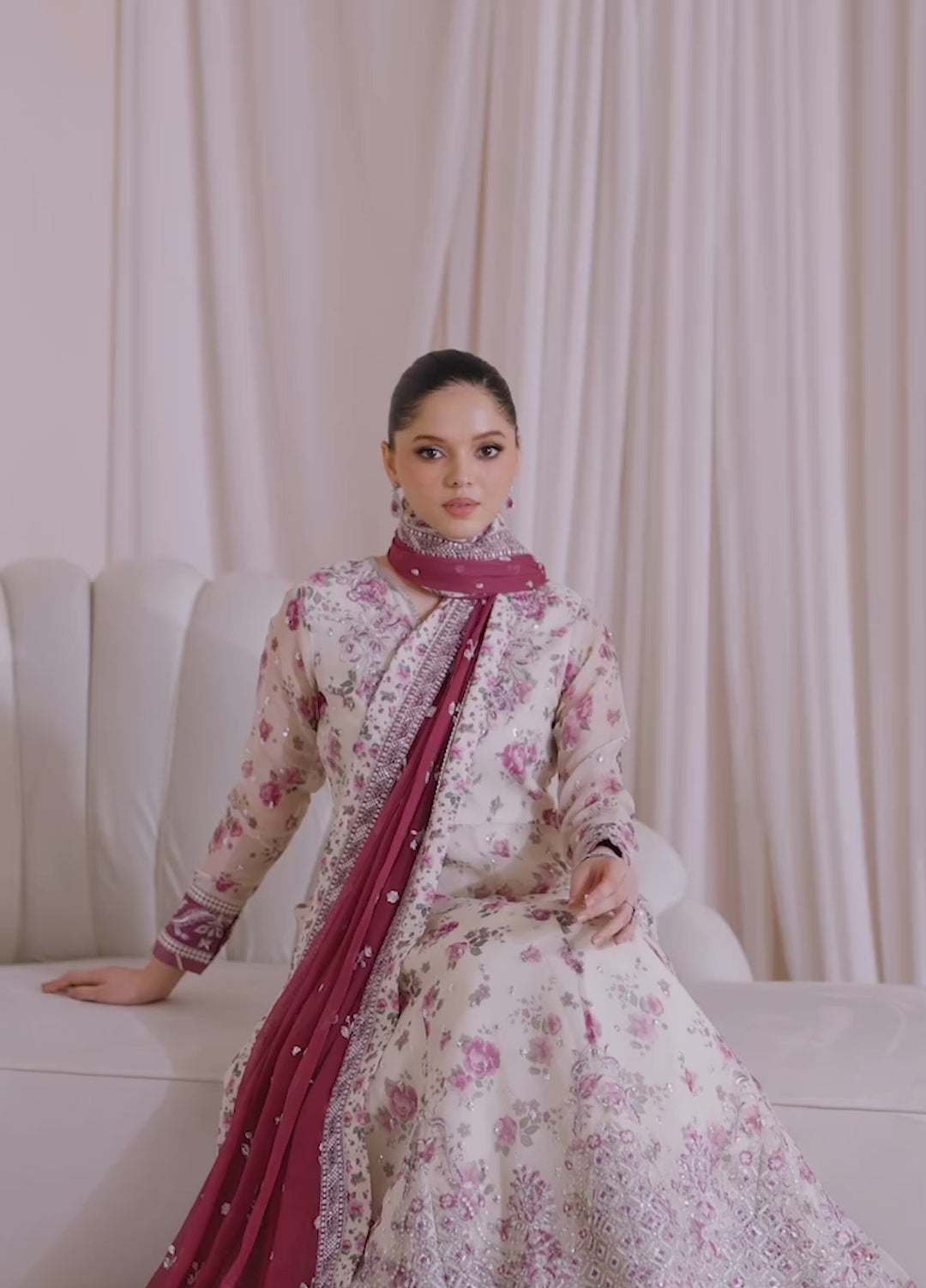 Xenia Formal Luxury Unstitched Embroidered Chiffon Suits 3 Piece XE25FL XF-1069 Dameera - Formals Collection
