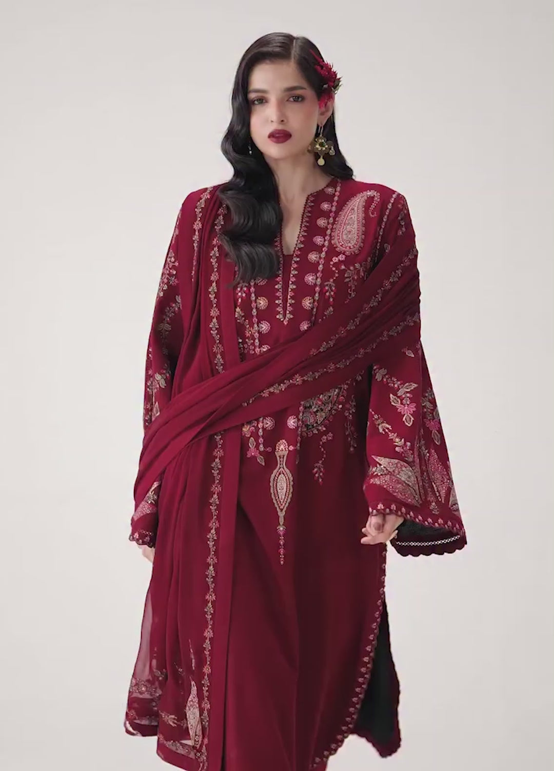 Jugnu by Hussain Rehar Unstitched Embroidered Karandi 3 Piece Suit HR26UJK Jabah - Winter Collection