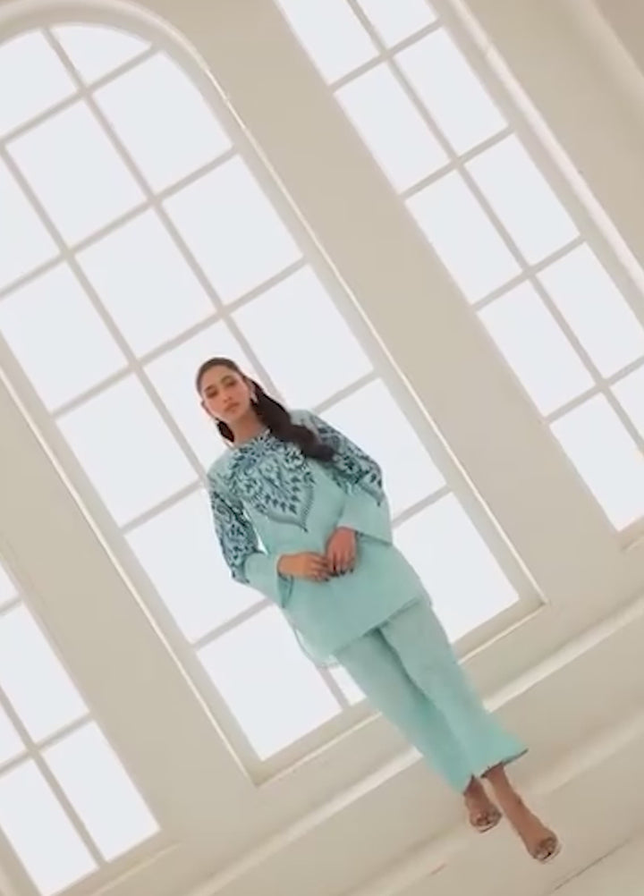 Nairah Women Pret Printed Arabic Lawn Suit NAH26PN Aqua Blue - Spring Collection