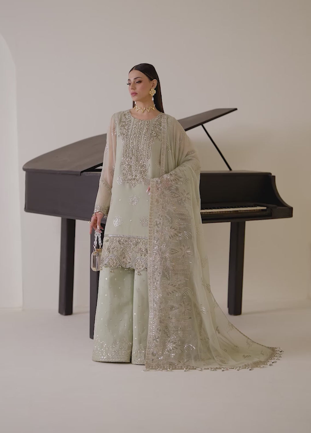 Aymal by Alizeh Fashion Handcrafted Unstitched Embroidered Chiffon 3 Pcs Suit AF26UAC 04-JAVI - Festive Collection