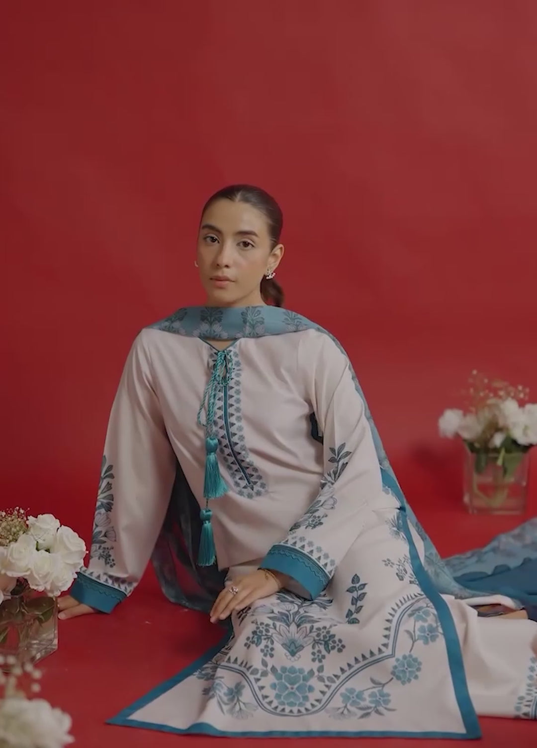 Hidden Garden by Jahaan RTW Printed Crepe 3 Piece Suit Sapphire Casual Collection