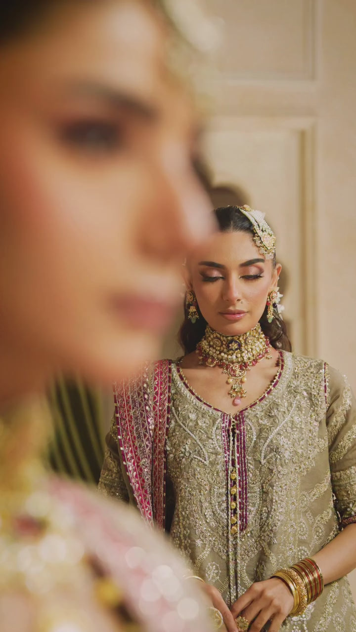 AIK Atelier Unstitched Embroidered Khaadi Net 3 Piece Suit AIK26UAW D-09 - Wedding Collection