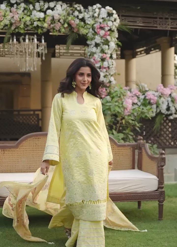 Jashn e Noor by Salitex Unstitched Embroidered 3 Piece Cotton Net SUNW7JI088 - Summer Collection