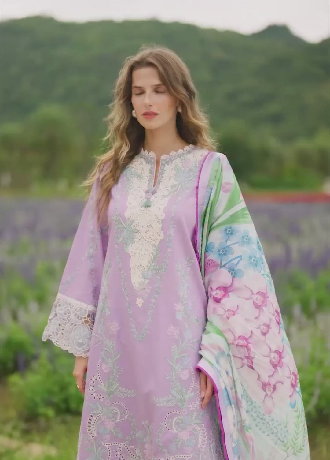 The Secret Garden by Mushq Hemline Unstitched Lawn 3 Piece Suit MU26USG D-17A Dewdrop Dance - Summer Collection